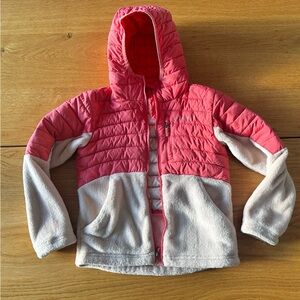 Columbia Kids Pink and Gray Puffer Jacket Fleece Jacket Girls Small 7/8